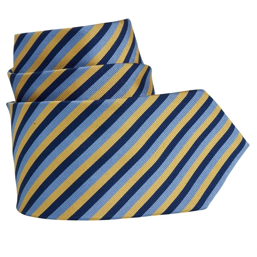 Jos. A. Bank Tie‎ Mens OS Blue Gold Striped Executive Collection Silk